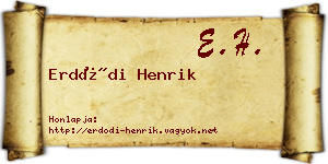 Erdődi Henrik névjegykártya