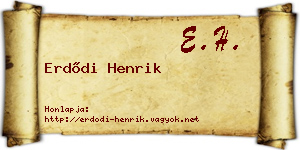 Erdődi Henrik névjegykártya
